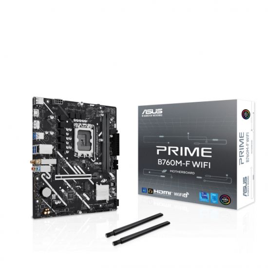 Сист.плата ASUS PRIME B760M-F WIFI, B760,  1700, 2xDDR5, PCI-E x16, PCI-E x1, 2xM2, SATA, DP, HDMI, WIFI6, BOX