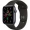 Apple Watch SE GPS, 44mm Space Gray Aluminium Case with Black Sport Band - Regular, Model A2352