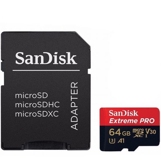 SanDisk Extreme Pro microSDXC 64GB   SD Adapter   Rescue Pro Deluxe 170MB/s A2 C10 V30 UHS-I U3; EAN: 619659169794