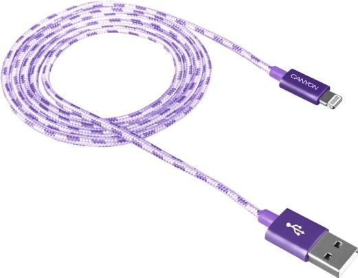 CANYON CFI-3 Lightning USB Cable for Apple, braided, metallic shell, cable length 1m, Purple, 14.9*6.8*1000mm, 0.02kg