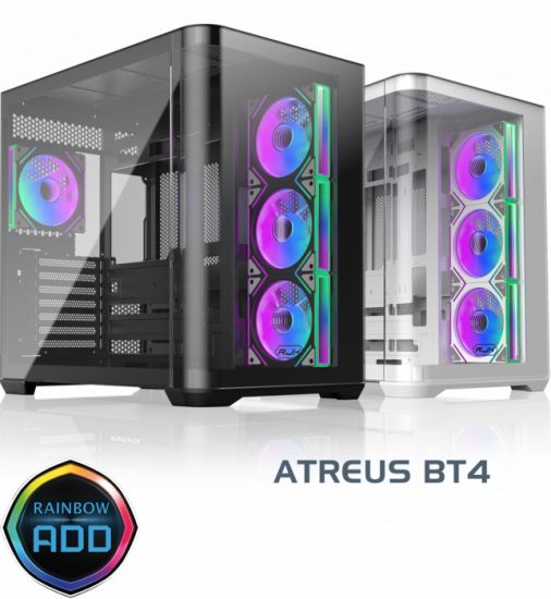 Корпус Raijintek ATREUS BT4, Midi-Tower, TG, 4x120mm ARGB, 2xUSB-A 3.0 + 1xUSB Type-C , E-ATX, ATX, mATX, mITX Black