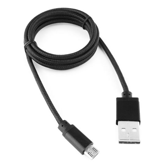 Кабель USB 2 Cablexpert CC-mUSB2bk1m, USB-MicroUSB, 1м, нейлон оплет, алюмразъемы, черный.