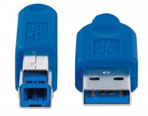 Кабель Manhattan USB 3.0, A(M)/B(M), 3 м, синий 322454