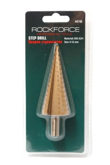 Сверло ступенчатое  HSS 4241(4-32мм), в блистере ROCKFORCE RF-44740 29879
