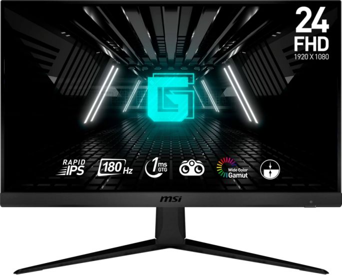 Иновационный Игровой Монитор 24" MSI G2412F, Rapid IPS, 1920x1080 FHD, 180Hz, 1ms, 1000:1, 300cd/m2, Угол Обзора 178/178, 16:9, VESA 100x100, 2xHDMI, 1xDP, 1xEarphone out, Наклон -5°/20° градусов, Black