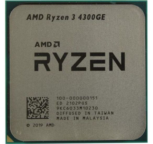 Процессор AMD Ryzen 3 4300GE 3,5ГГц (4,0ГГц), AM4, 4/8/6, L3 4Mb, Radeon™ Graphics, 35W MultiPack with cooler