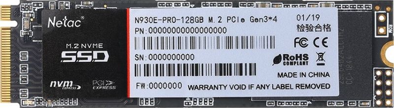 Твердотельный накопитель SSD 128Gb, M.2 2280, Netac N930E Pro, NVMe, PCIe 3x4, 970R/650W