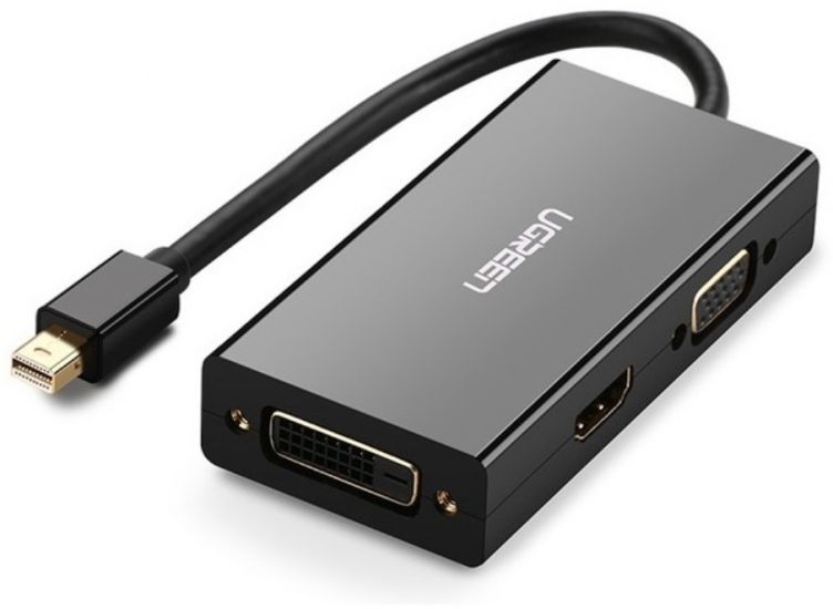 Конвертер Ugreen MD114 Mini DP To HDMI/ VGA/ DVI(24+1) Converter Black, 20418