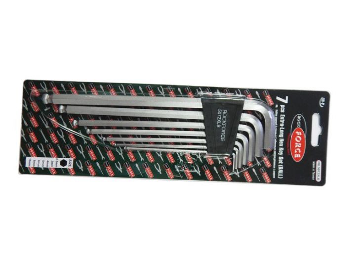 Набор ключей Г-образных 6-гранных экстра длинных с шаром 7 предметов(2.5, 3-6, 8, 10мм) в пластиковом держателе ROCKFORCE RF-5072XLB 6181