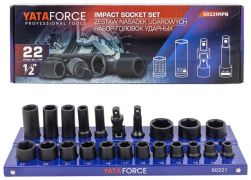 Головки ударные 1/2'', набор 22 пр. (6-гр.) 57680 YF-50221MPB
