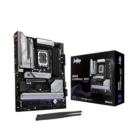 Материнская плата ASRock B860 LIVEMIXER WIFI LGA1851 4xDDR5 4xSATA 3xM.2 1xHDMI 1xThunderbolt4 1xPCIe5x16.0 1xPCIe4.0x16 Wi-Fi ATX Материнская плата ASRock B860 LIVEMIXER WIFI LGA1851 4xDDR5 4xSATA 3xM.2 1xHDMI 1xThunderbolt4 1xPCIe5x16.0 1xPCIe4.0x16 Wi-Fi ATX