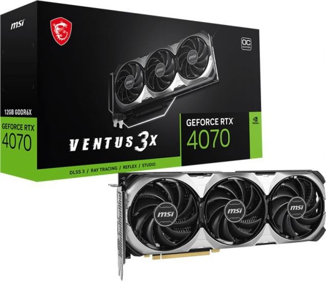 Видеокарта MSI GeForce RTX 4070 VENTUS 3X E 12G, 12G GDDR6X HDMI 3xDP RTX 4070 VENTUS 3X E 12G