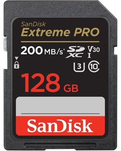 SanDisk Extreme PRO 128GB SDXC Memory Card + 2 years RescuePRO Deluxe up to 200MB/s & 90MB/s Read/Write speeds, UHS-I, Class 10, U3, V30, EAN: 619659188634