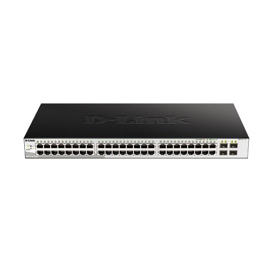 DGS-1210-52/ME/A1A WebSmart коммутатор с 48 портами 10/100/1000Base-T + 4 портами SFP и функцией энергосбережения, пропускная способность 104 Гбит/с, VLAN, QoS, STP, RSTP, MAC 16K