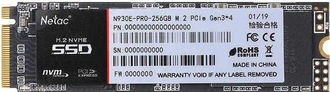 Твердотельный накопитель SSD 256Gb, M.2 2280, Netac N930E Pro, NVMe, PCIe 3x4, 2040R/1270W