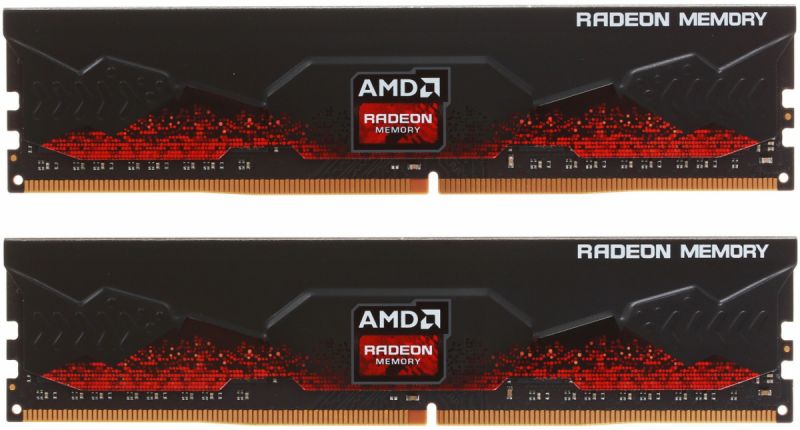 Оперативная память  8GB Kit (2x4GB) DDR4 3200Hz AMD Radeon R9 Gamers Series Black CL16, PC4-25600, 1.35V Bulk R9S48G3206U1K