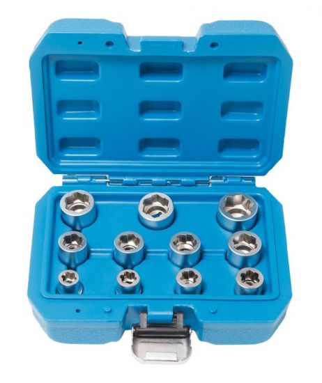 Набор головок-экстракторов Cr-Mo, 11 предметов(8-17,19мм),в кейсе ROCKFORCE RF-911U2 18329