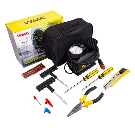 Компрессор автомобильный WMC-011 с набором инструментов (18л/мин, 8А) 12V WMC TOOLS WMC-011 30200