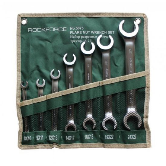 Набор ключей разрезных 7 предметов(8х10,9х11,12х13,14х17,16х18,19х22,24х27мм),на полотне ROCKFORCE RF-5075 47274