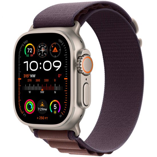 Apple Watch Ultra 2 GPS + Cellular, 49mm Titanium Case with Indigo Alpine Loop - Small,Model A2986