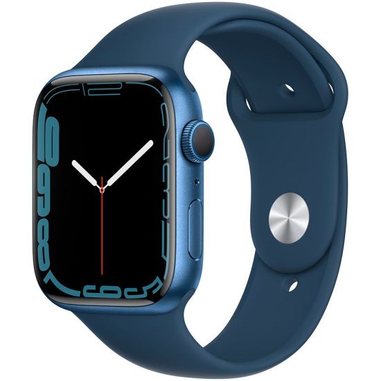 Apple Watch Series 7 GPS, 45mm Blue Aluminium Case with Abyss Blue Sport Band - Regular, A2474