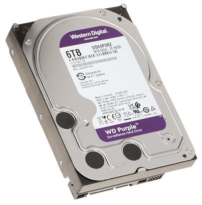 Жесткий диск для видеонаблюдения HDD  6Tb Western Digital Purple SATA 6Gb/s 256Mb 3,5" для видеонаблюдения Hikvision WD63PURU-64