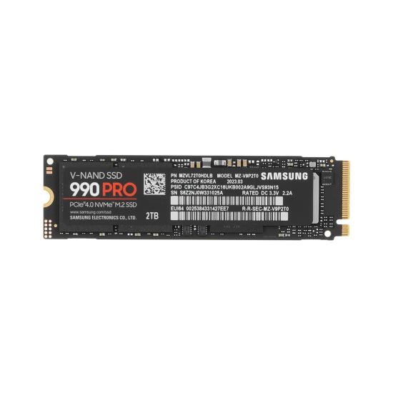 Твердотельный накопитель 2000Gb SSD Samsung 990 PRO NVMe, M.2 2280, PCI-E, Gen4 x4, 3D TLCR, 7450Mb/s W6900MB/s MZ-V9P2T0BW