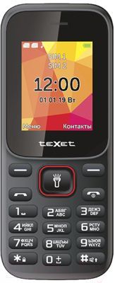 Мобильный телефон Texet TM-124 черный-красный