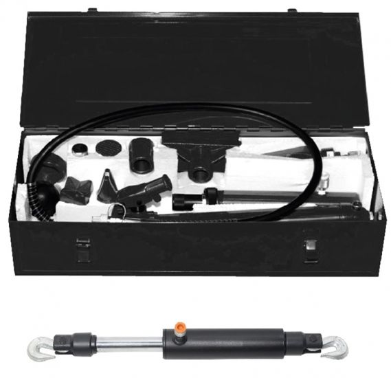 Набор гидравлического оборудования для кузовных работ 10т + цилиндр обратного действия, в метал. кейсе ROCKFORCE RF71001 28598