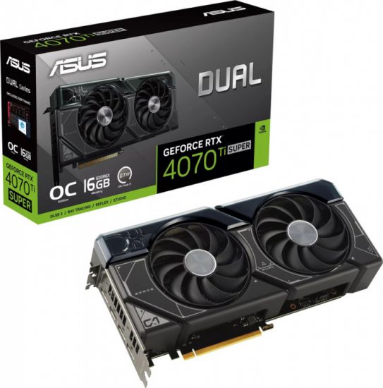 Видеокарта ASUS DUAL-RTX4070TIS-O16G, 16Gb GDDR6X, 256bit, 8448 Cuda Core, HDMI, DP, BOX