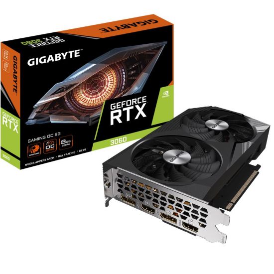 Видеокарта 8Gb PCI-E GDDR6 GIGABYTE GV-N3060GAMING OC-8GD  2хHDMI+2xDP GeForce RTX3060