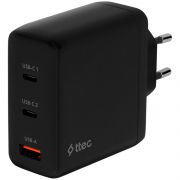 ttec SmartCharger Trio GAN 120W PD Travel Charger 2 USB-C+USB-A,Black