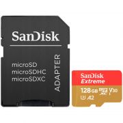 SanDisk Extreme microSDXC 128GB + SD Adapter + 1 year RescuePRO Deluxe up to 190MB/s & 90MB/s Read/Write speeds A2 C10 V30 UHS-I U3