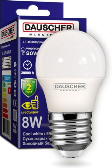 Лампочка Dauscher LED G45 8W E27 6400K 90lm/w