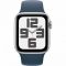 Apple Watch SE GPS 40mm Silver Aluminium Case with Storm Blue Sport Band - M/L,Model A2722