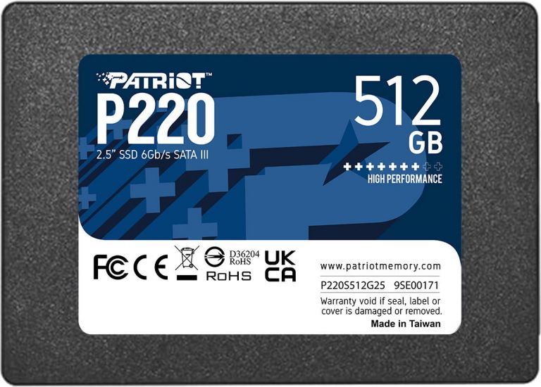 Твердотельный накопитель SSD 512 Gb SATA 6Gb/s Patriot P220 P220S512G25 2.5" 3D TLC