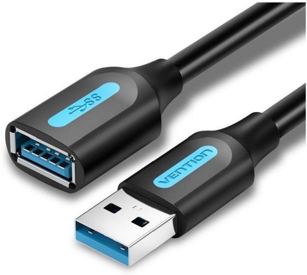 Кабель Vention USB 3.0, M-F Extension Cable 0.5 м, Black, PVC type