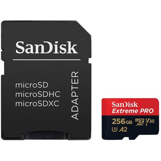 SanDisk Extreme Pro microSDXC 256GB   SD Adapter   Rescue Pro Deluxe 170MB/s A2 C10 V30 UHS-I U3; EAN: 619659167837