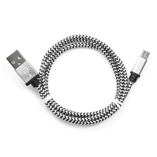 Кабель USB 2 Cablexpert CC-mUSB2sr1m, USB-MicroUSB, 1м, нейлоновая оплетка, алюм разъемы, серебри