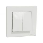 Переключатель двухклавишный SE EPH0600121 Asfora в сборе быстрозажим. клеммы белый