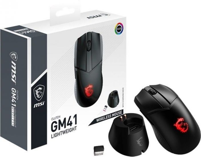 Мышь MSI Clutch GM41 LIGHTWEIGHT WIRELESS Black GAMING Mouse RGB USB2.0 Вес 74г Черный