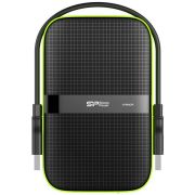 Silicon Power Armor - A60 2TB Portable HDD USB 3.2 Gen1 Black/Green, Shockproof MIL-STD 810G Method 516.6 Procedure IV, Water-resistant IPX4, LED light