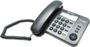 Panasonic	Телефон проводной	KX-TS2358RUB (чёрный) Проводной телефон, АОН, Caller ID, 16-значный ЖК-дисплей с часами, русифицированная телефонная книга на 50 номеров, журнал входящих вызовов на 50 записей