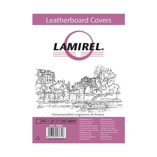 Обложки Lamirel Delta A4 LA-78685, картонные, с тиснением под кожу , цвет: белый, 230г/м², 100шт