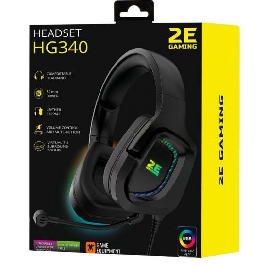 Гарнитура игровая 2E GAMING HG340 RGB USB 7.1 Black Гарнитура игровая 2E GAMING HG340 RGB USB 7.1 Black