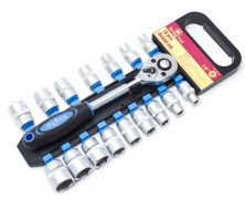 Набор головок с трещоткой в пласт. держателе 18 предметов  1/2"  (8-24мм, 6-гран.) KINGTUL KT418 2764