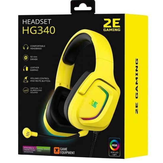 Гарнитура игровая 2E GAMING HG340 RGB USB 7.1 Yellow