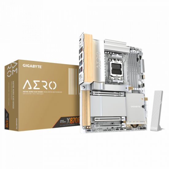 Сист.плата Gigabyte X870E AERO X WOOD, X870E, AM5, 4xDDR5, 3xPCI-E x16, M2, SATA, USB-C, HDMI, 2xLAN, WIFI7, BOX