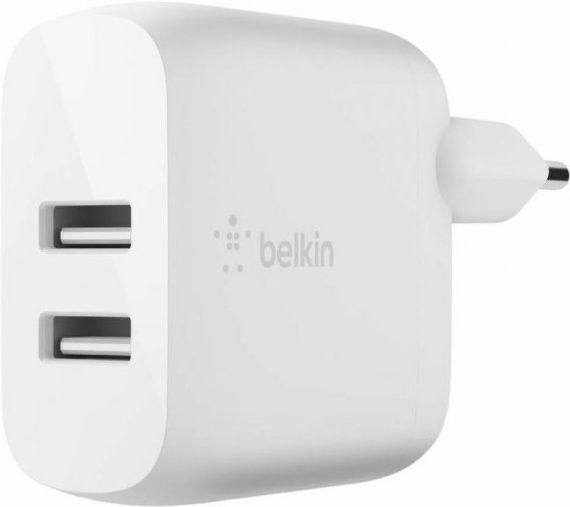 Сетевое ЗУ Belkin 24W DUAL USB 2.4A, white