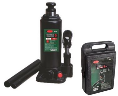 Домкрат бутылочный  5т с клапаном (высота подхвата - 216мм, высота подъема - 413мм, ход штока - 127мм)в кейсе ROCKFORCE RF-T90504-S 15126